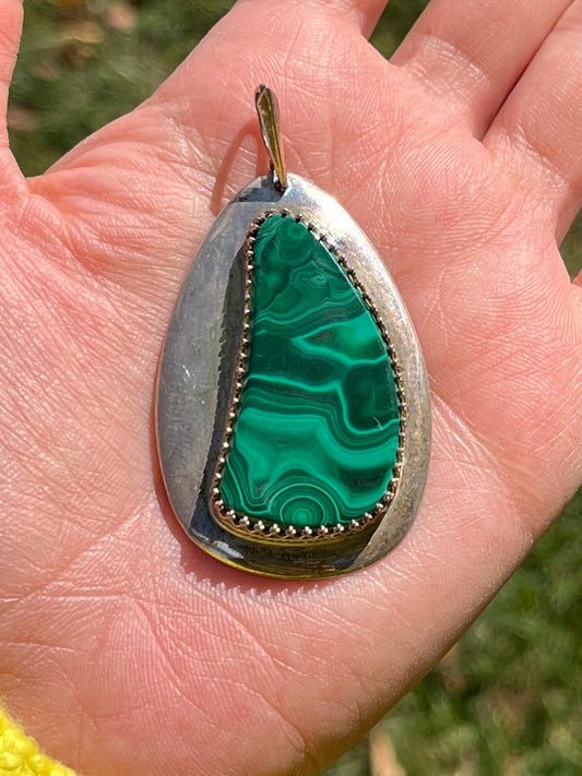 Malakite Silver Pendant